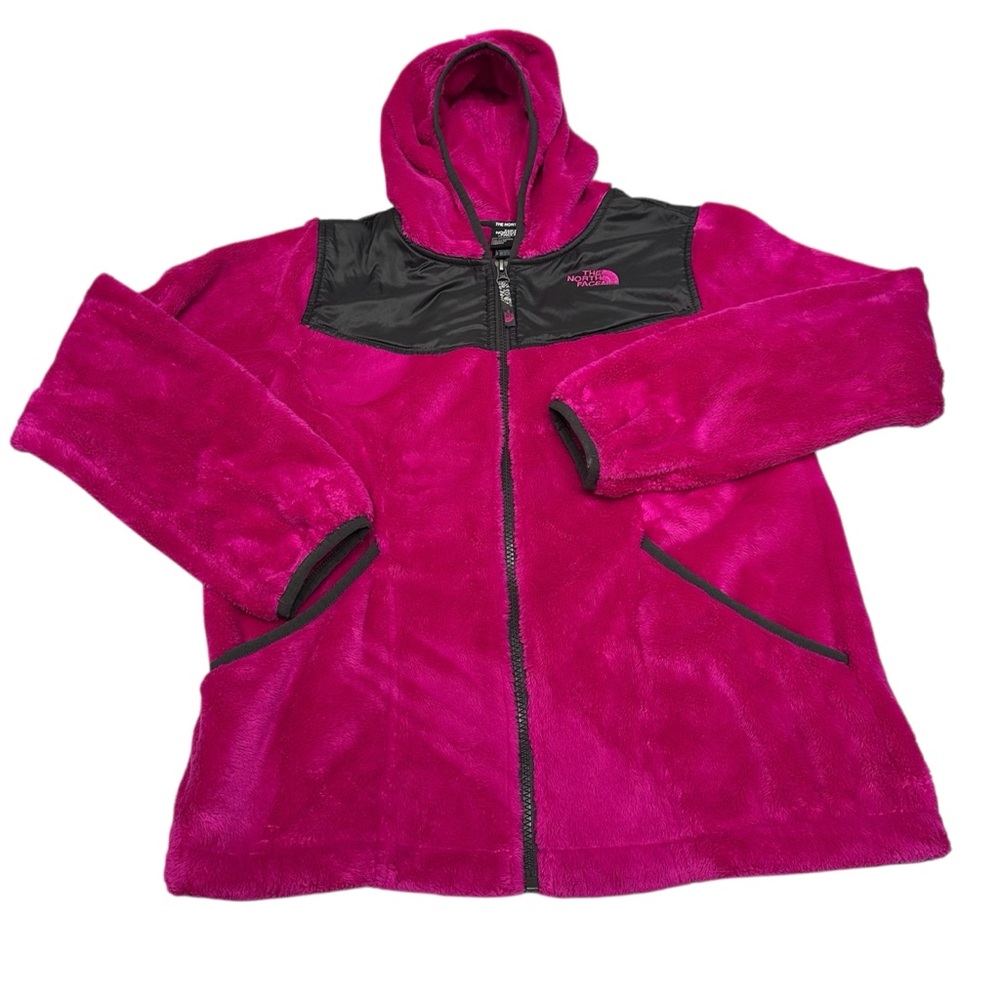 The North Face  Pink‎ Fuzzy Fleece Hooded Zipper Jacket Girls Size  XL 18